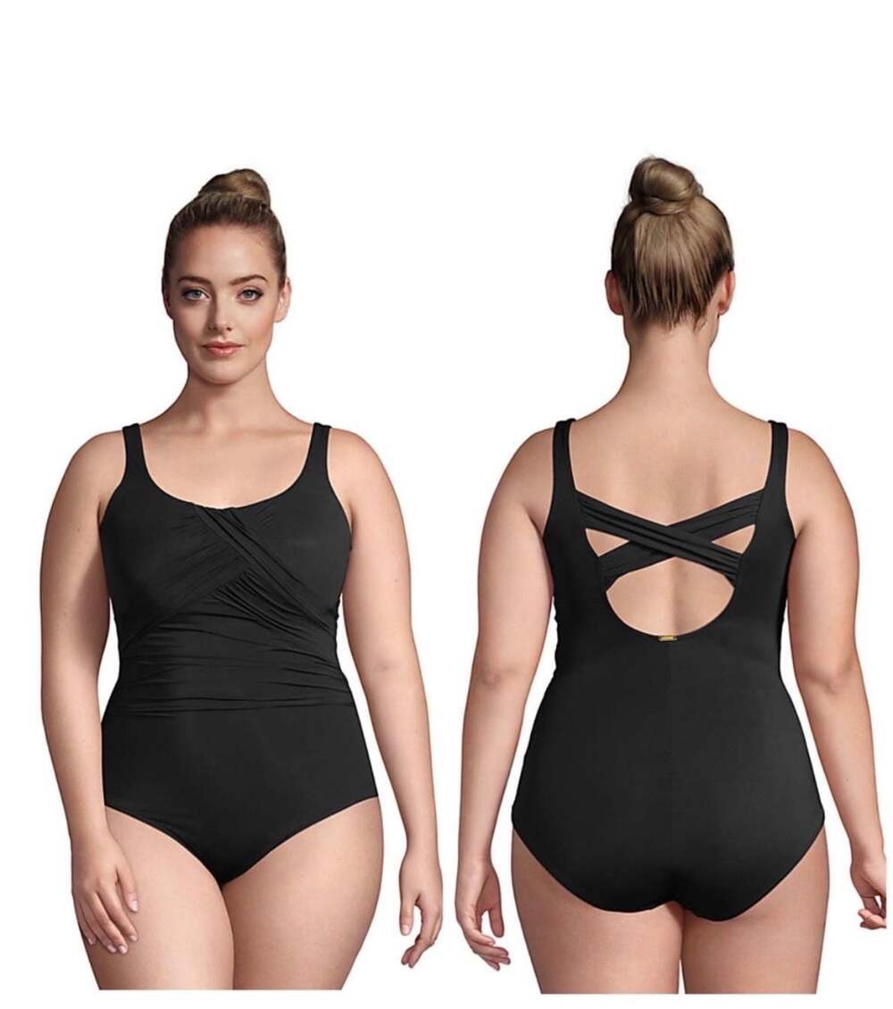 Lands' End Women's Slender Carmela Tummy Control One-Piece Swimsuit, under wire